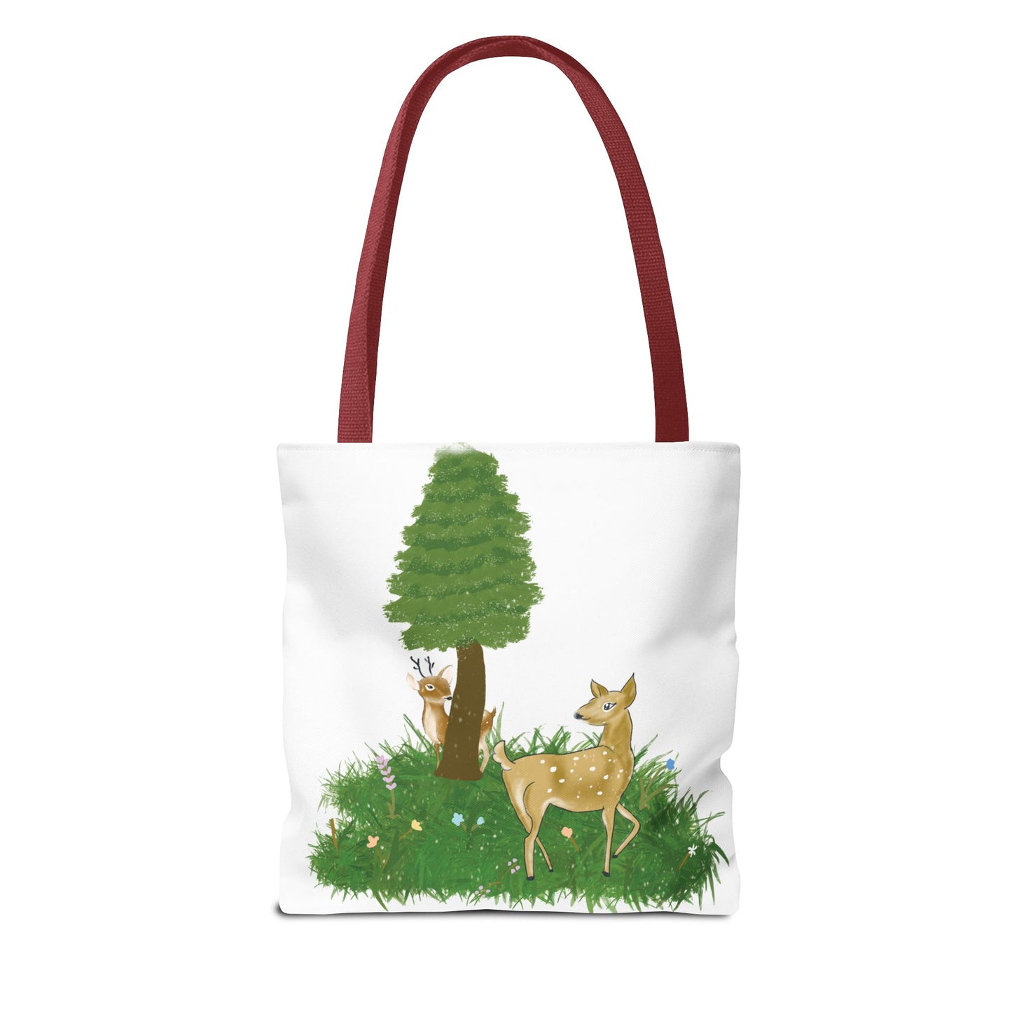 Forest Deer Tote Bag — Cute Woodland Deer & Tree All-Over Print Tote