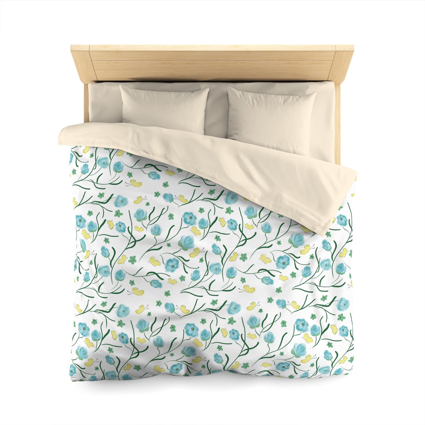 Floral Microfiber Duvet Cover - Cozy Bedding for Spring, Spring Decor, Floral Home Textile, Gift for Her, Bedroom Makeover