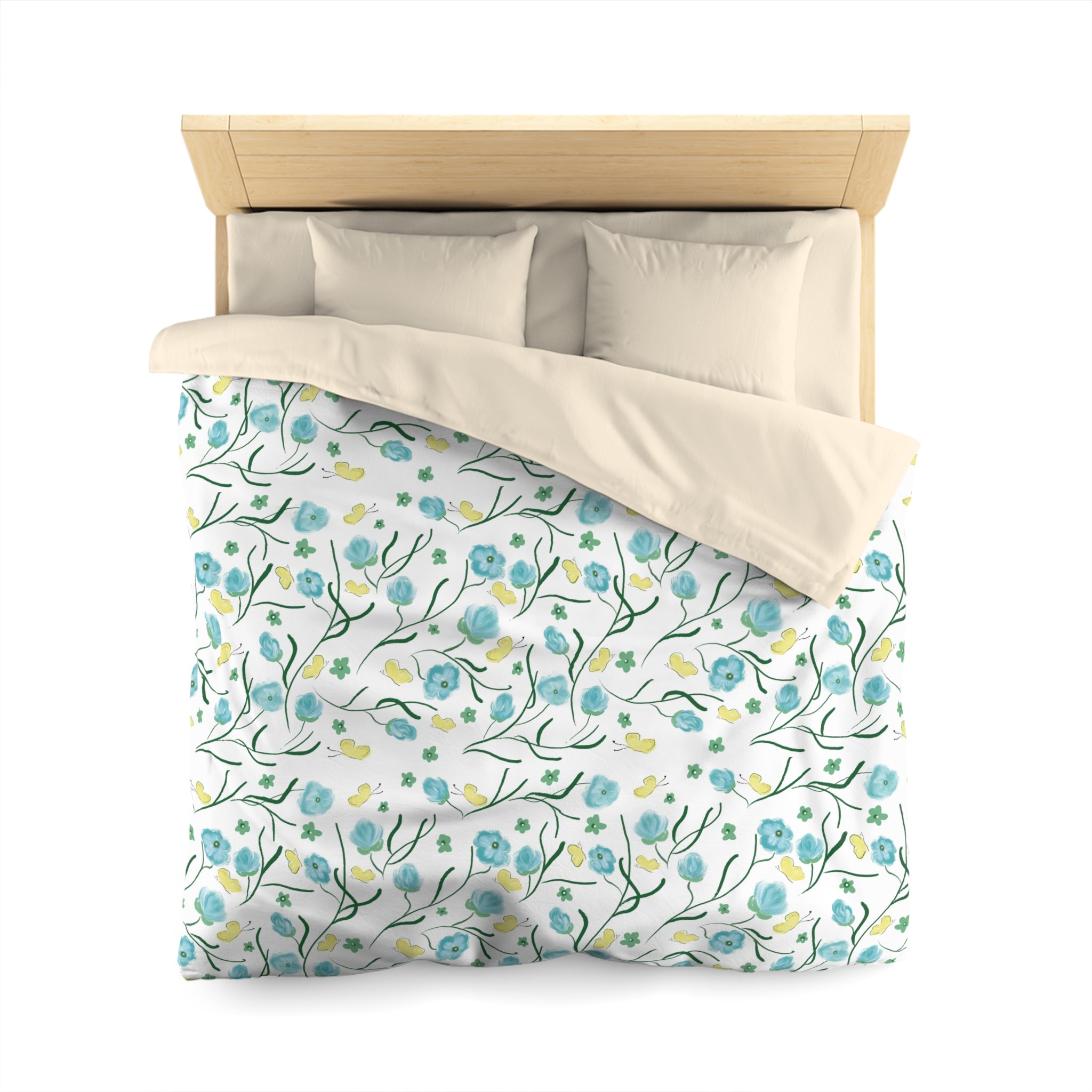 Floral Microfiber Duvet Cover - Cozy Bedding for Spring, Spring Decor, Floral Home Textile, Gift for Her, Bedroom Makeover