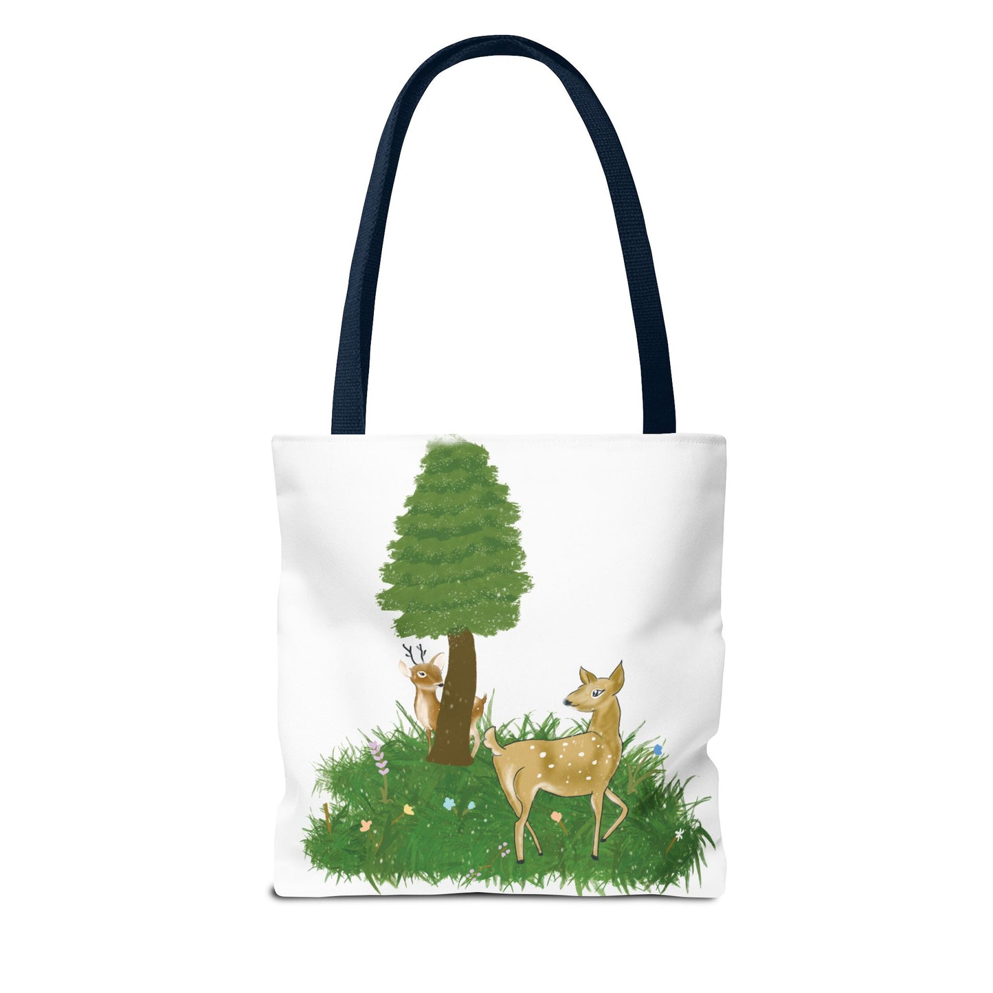 Forest Deer Tote Bag — Cute Woodland Deer & Tree All-Over Print Tote