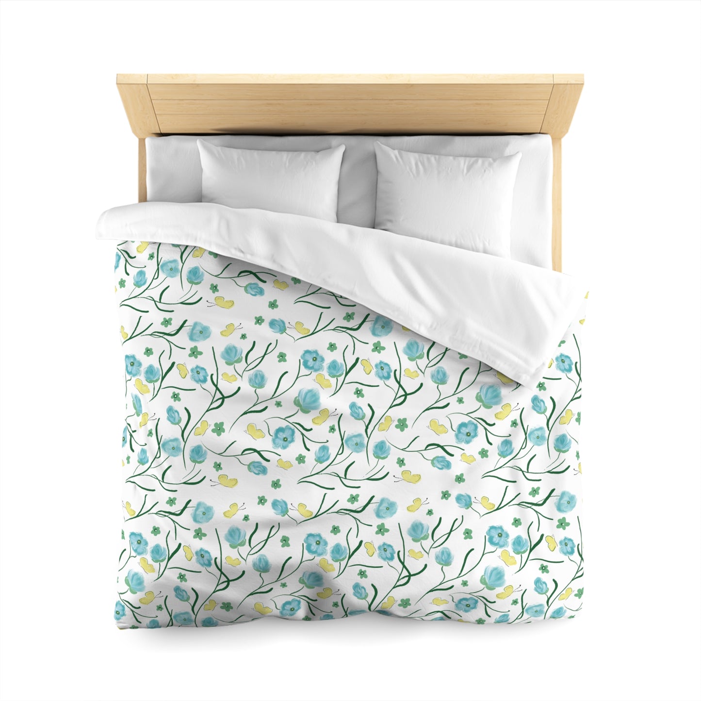 Floral Microfiber Duvet Cover - Cozy Bedding for Spring, Spring Decor, Floral Home Textile, Gift for Her, Bedroom Makeover