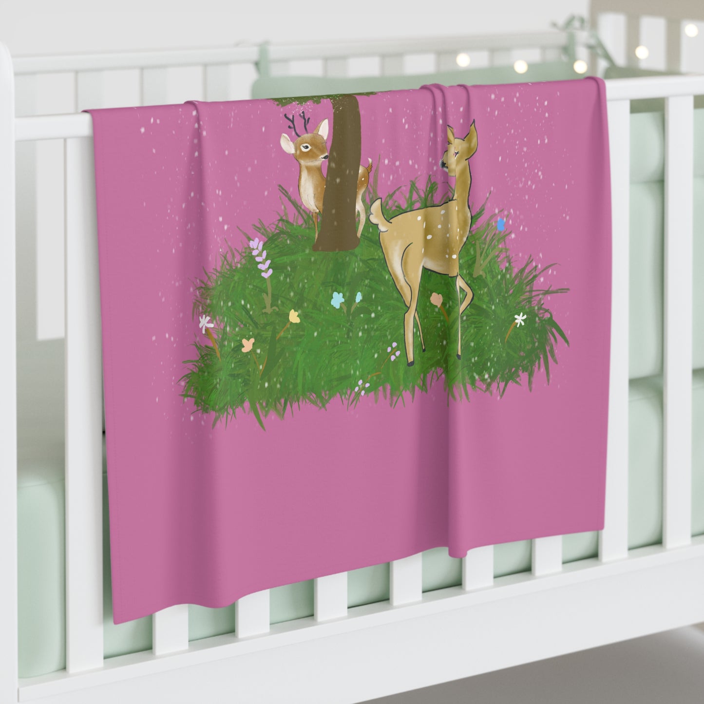 Whimsical Forest Baby Swaddle Blanket, Cozy Newborn Wrap, Perfect for Baby Shower, Woodland Theme, Soft Infant Lullaby Set