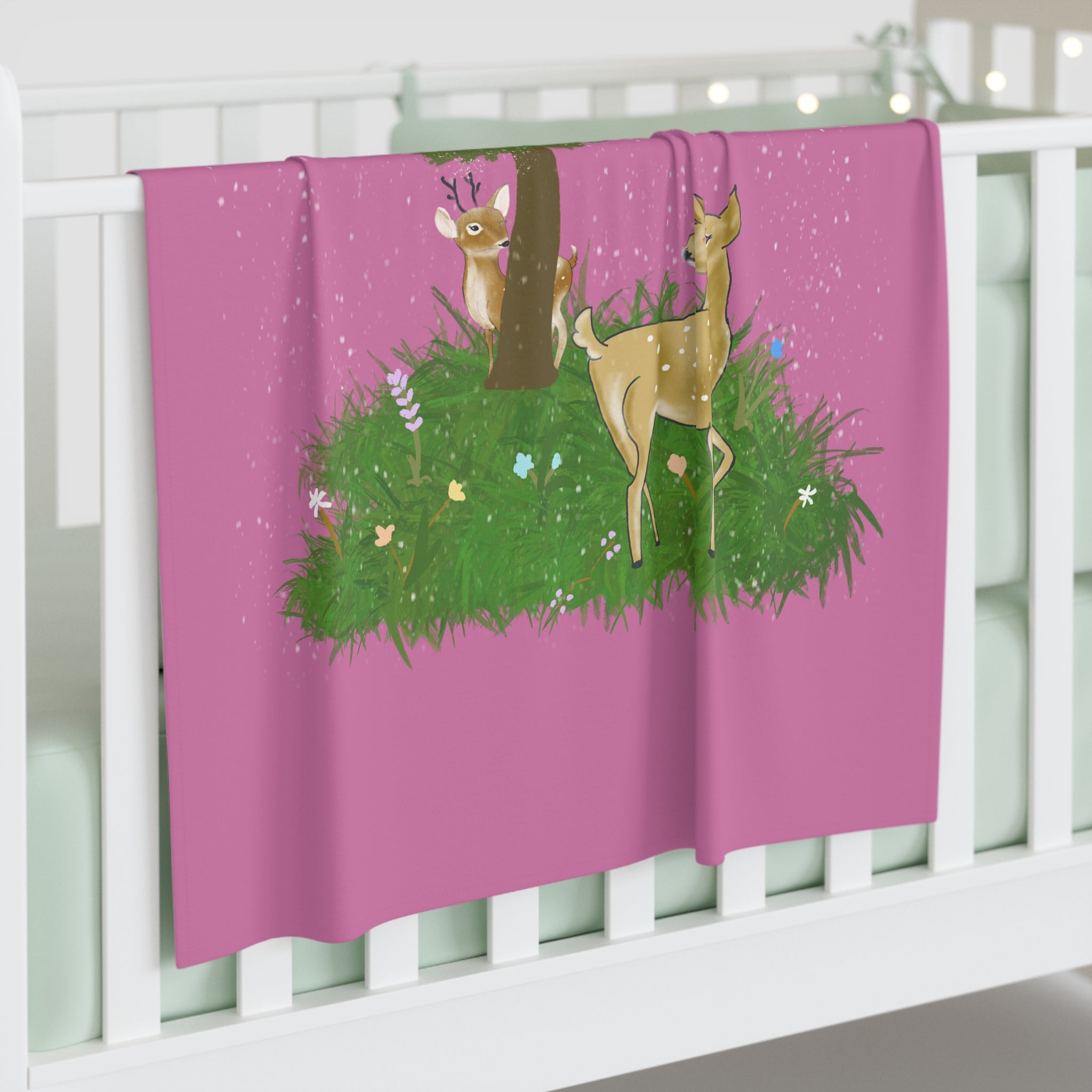 Whimsical Forest Baby Swaddle Blanket, Cozy Newborn Wrap, Perfect for Baby Shower, Woodland Theme, Soft Infant Lullaby Set